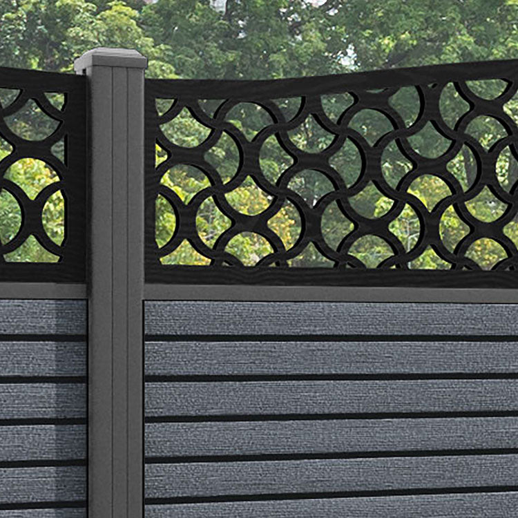 Hudson Vida Curved Top Fence Panel - Anthracite - with our aluminium posts