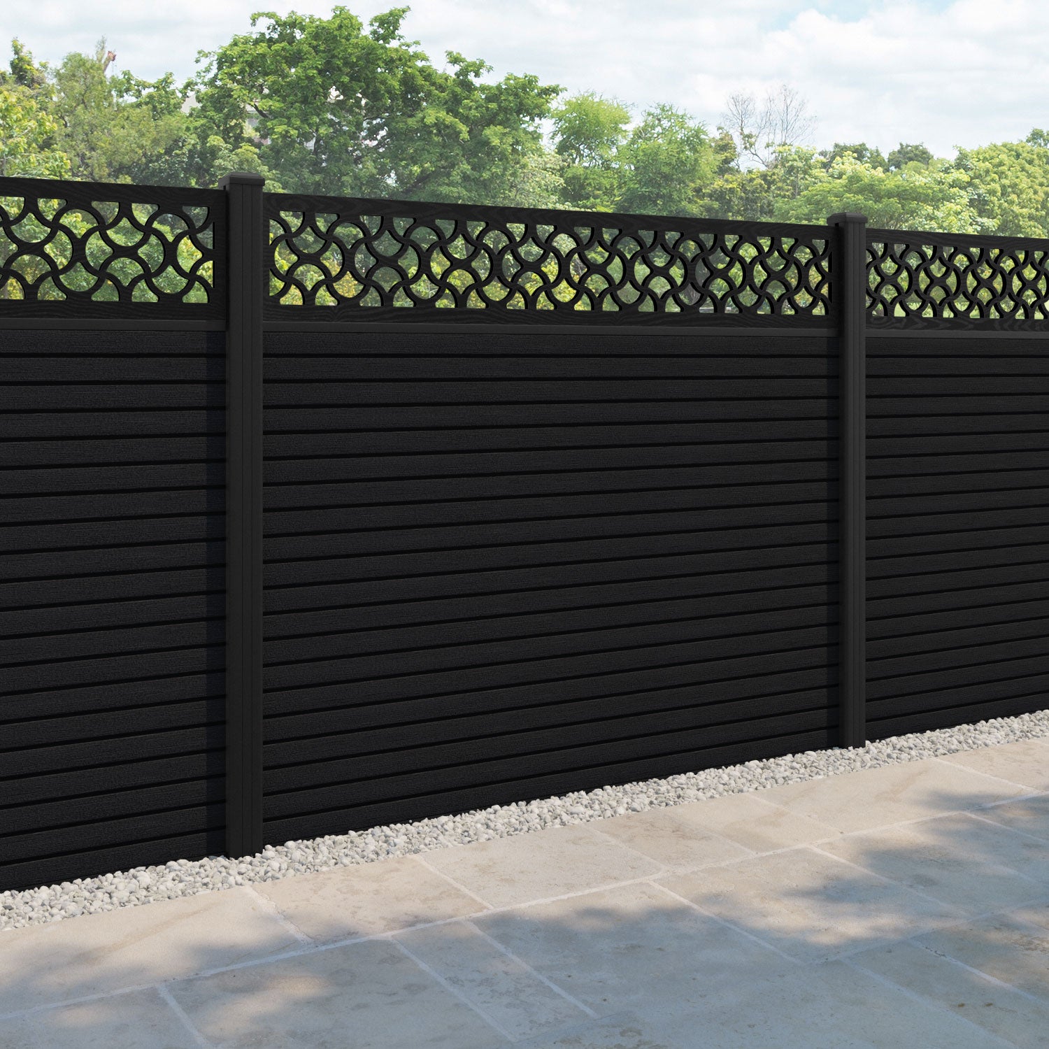 Hudson Vida Fence Panel - Black - with our aluminium posts