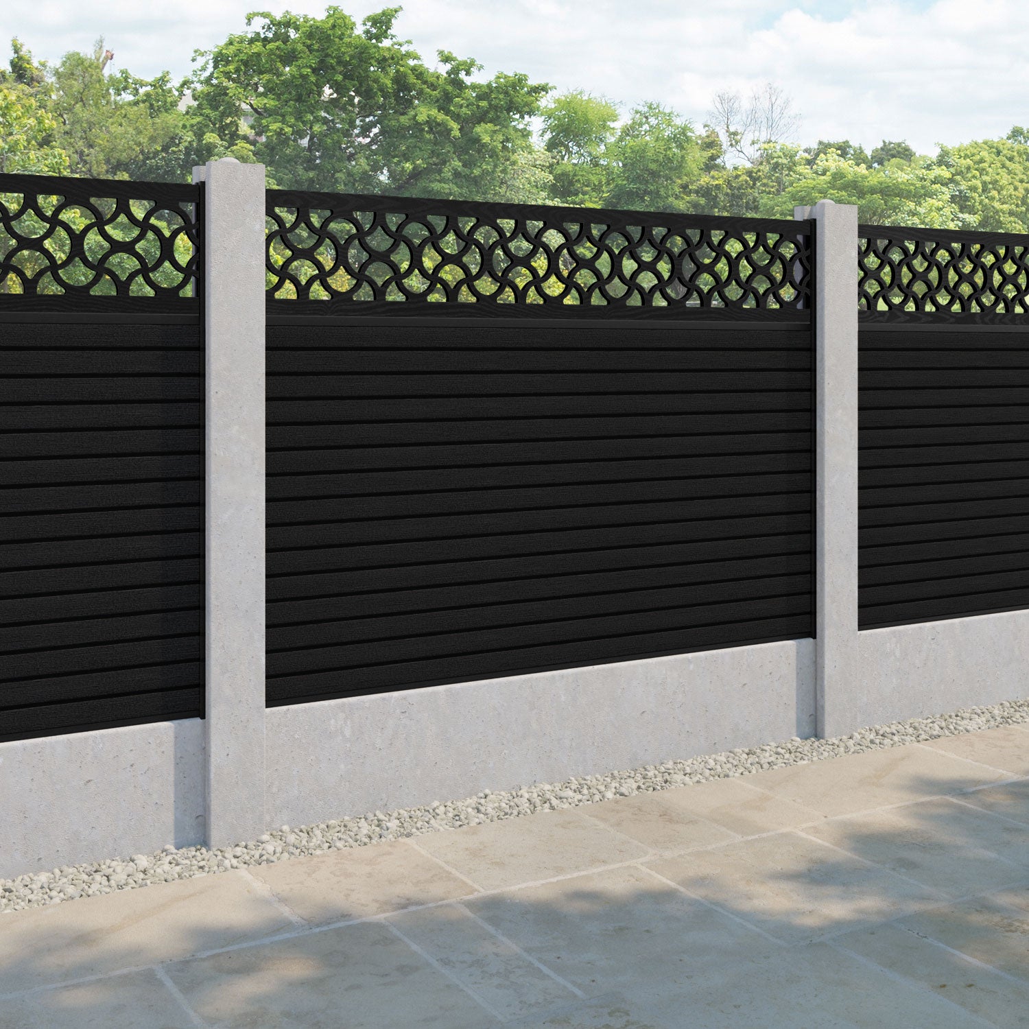 Hudson Vida Fence Panel - Black - for existing concrete posts