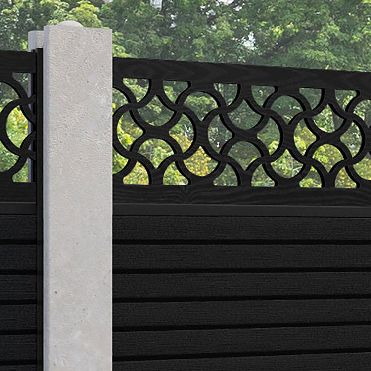 Hudson Vida Fence Panel - Black - for existing concrete posts