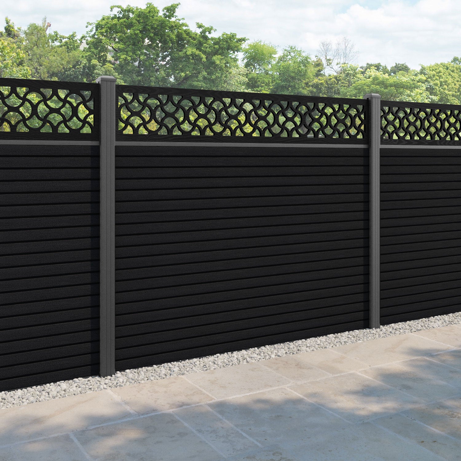Hudson Vida Fence Panel - Black - with our aluminium posts