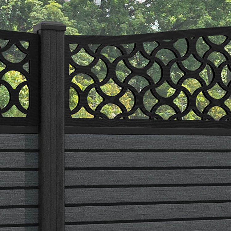 Hudson Vida Curved Top Fence Panel - Dark Grey - with our composite posts
