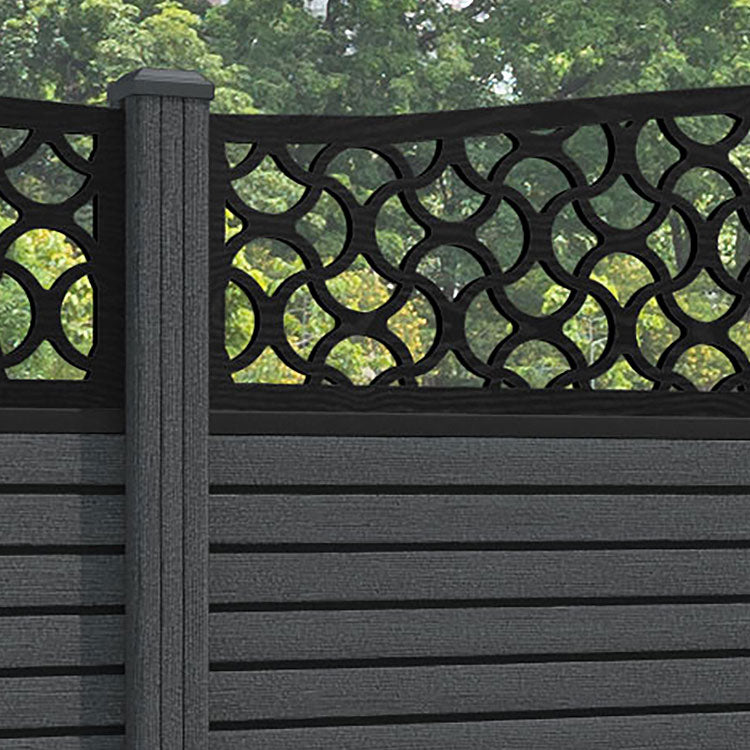 Hudson Vida Curved Top Fence Panel - Dark Grey - with our composite posts