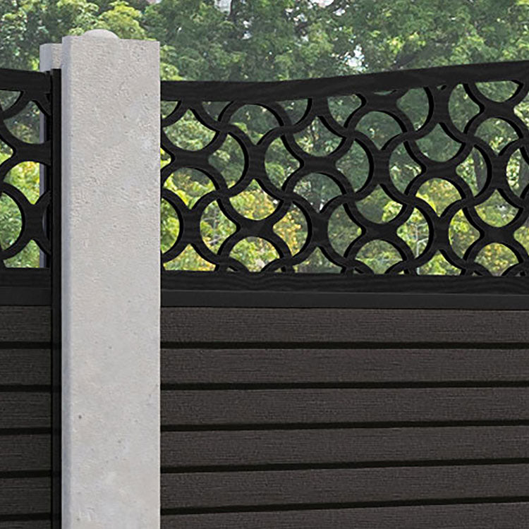 Hudson Vida Curved Top Fence Panel - Dark Oak - for existing concrete posts