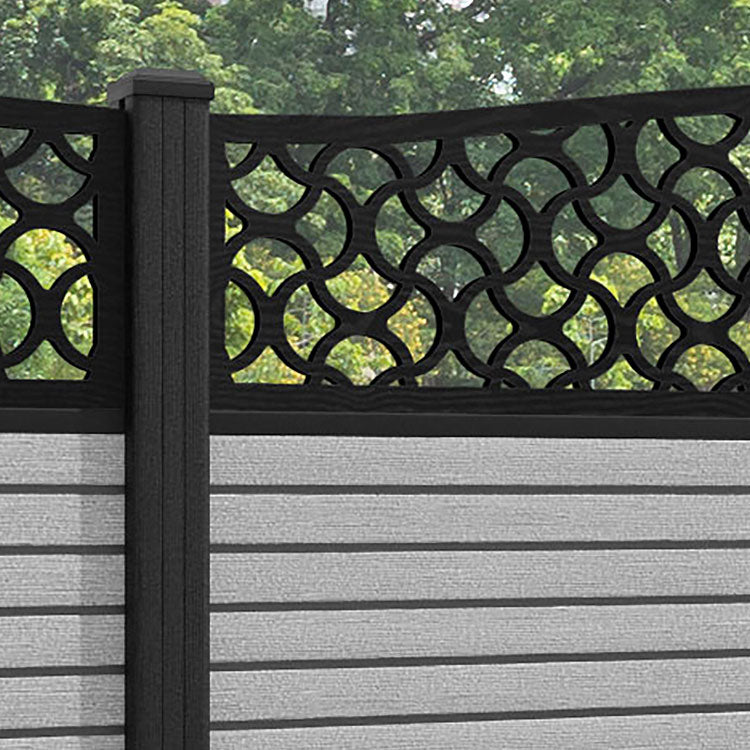 Hudson Vida Curved Top Fence Panel - Light Grey - with our composite posts
