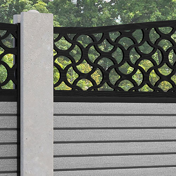 Hudson Vida Curved Top Fence Panel - Light Grey - for existing concrete posts