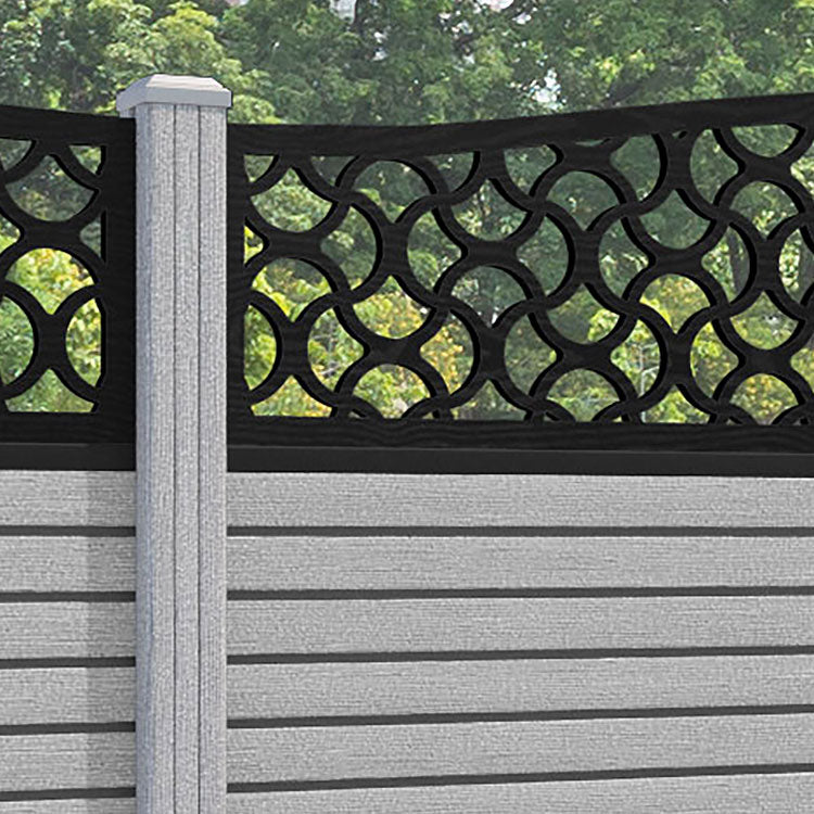 Hudson Vida Curved Top Fence Panel - Light Grey - with our composite posts