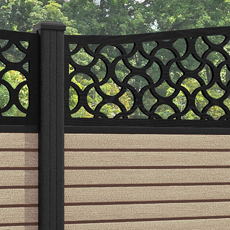 Hudson Vida Curved Top Fence Panel - Light Oak - with our composite posts