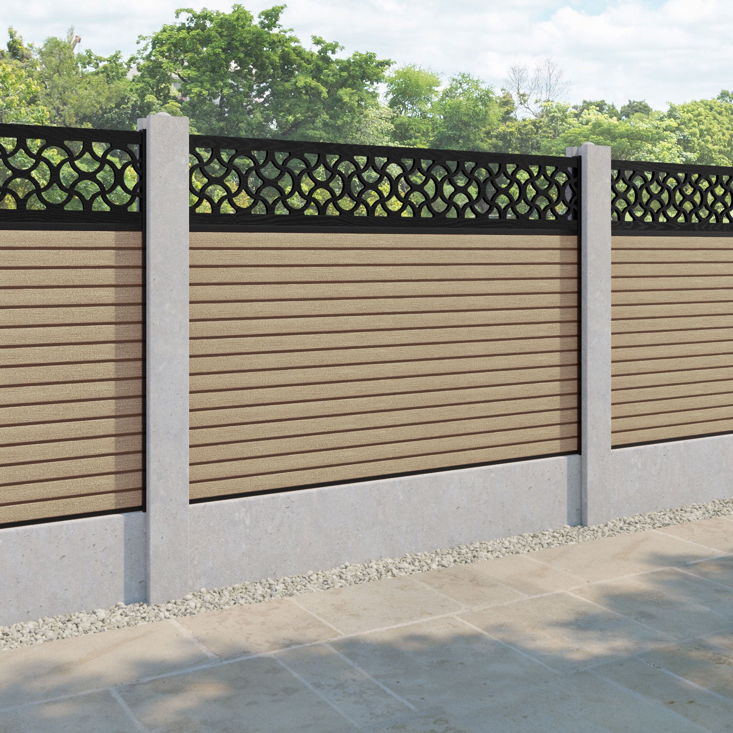 Hudson Vida Fence Panel - Light Oak - for existing concrete posts
