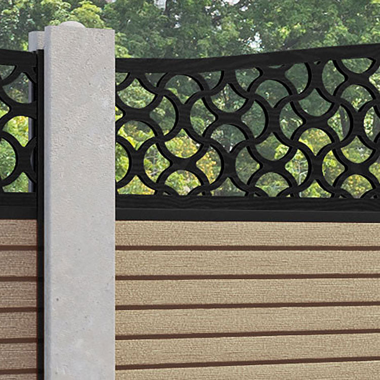Hudson Vida Curved Top Fence Panel - Light Oak - for existing concrete posts
