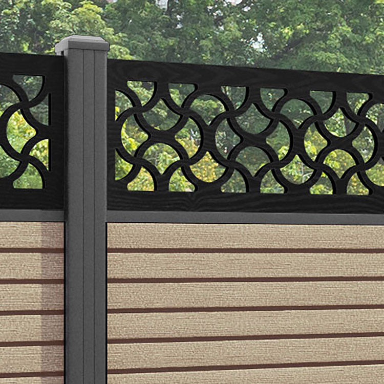 Hudson Vida Fence Panel - Light Oak - with our aluminium posts