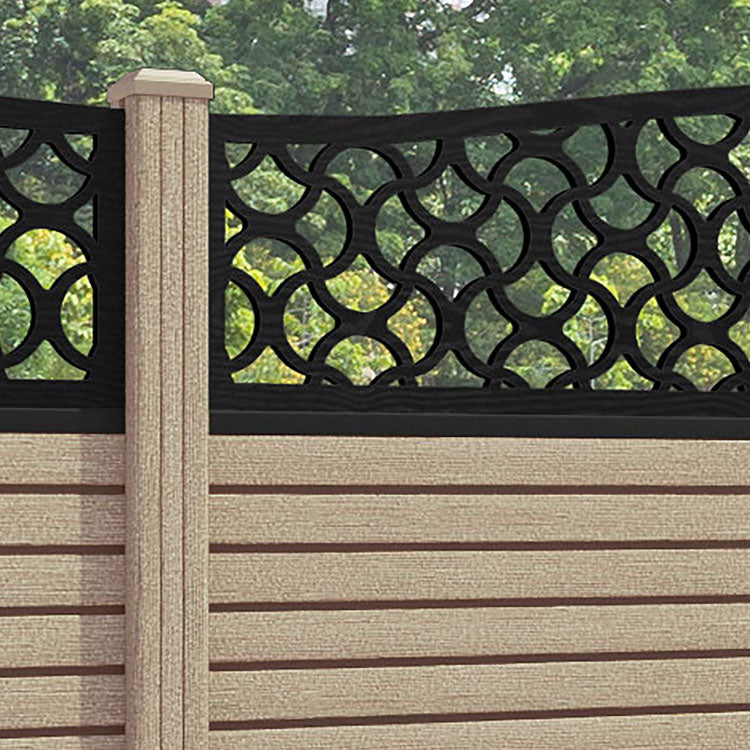 Hudson Vida Curved Top Fence Panel - Light Oak - with our composite posts