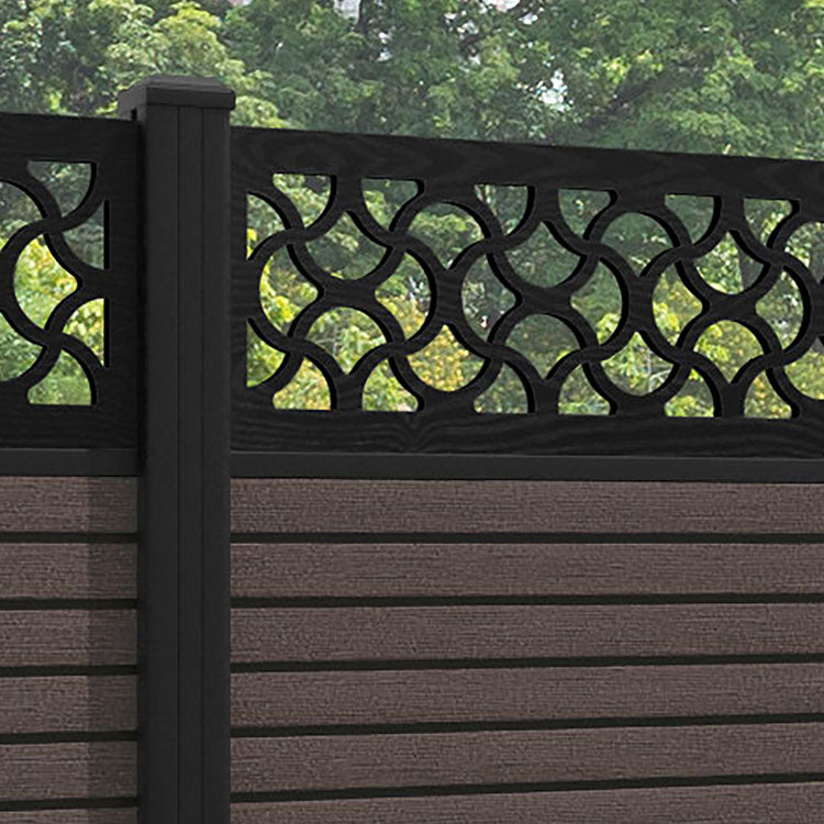 Hudson Vida Fence Panel - Mid Brown - with our aluminium posts