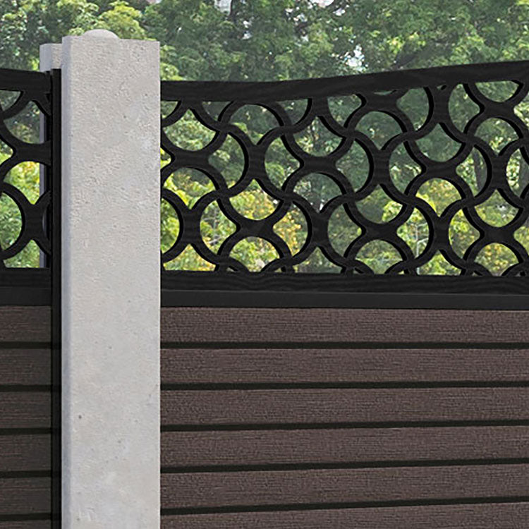 Hudson Vida Curved Top Fence Panel - Mid Brown - for existing concrete posts