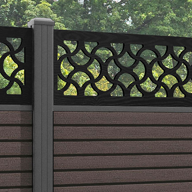 Hudson Vida Fence Panel - Mid Brown - with our aluminium posts