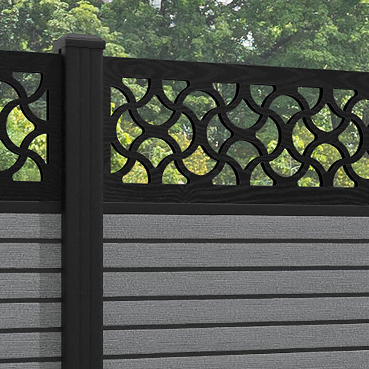 Hudson Vida Fence Panel - Mid Grey - with our aluminium posts