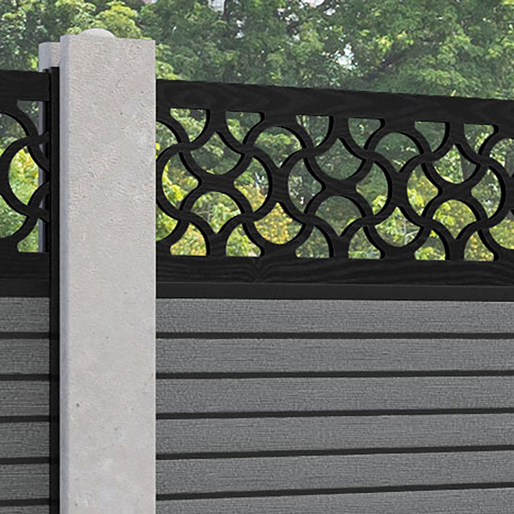 Hudson Vida Fence Panel - Mid Grey - for existing concrete posts
