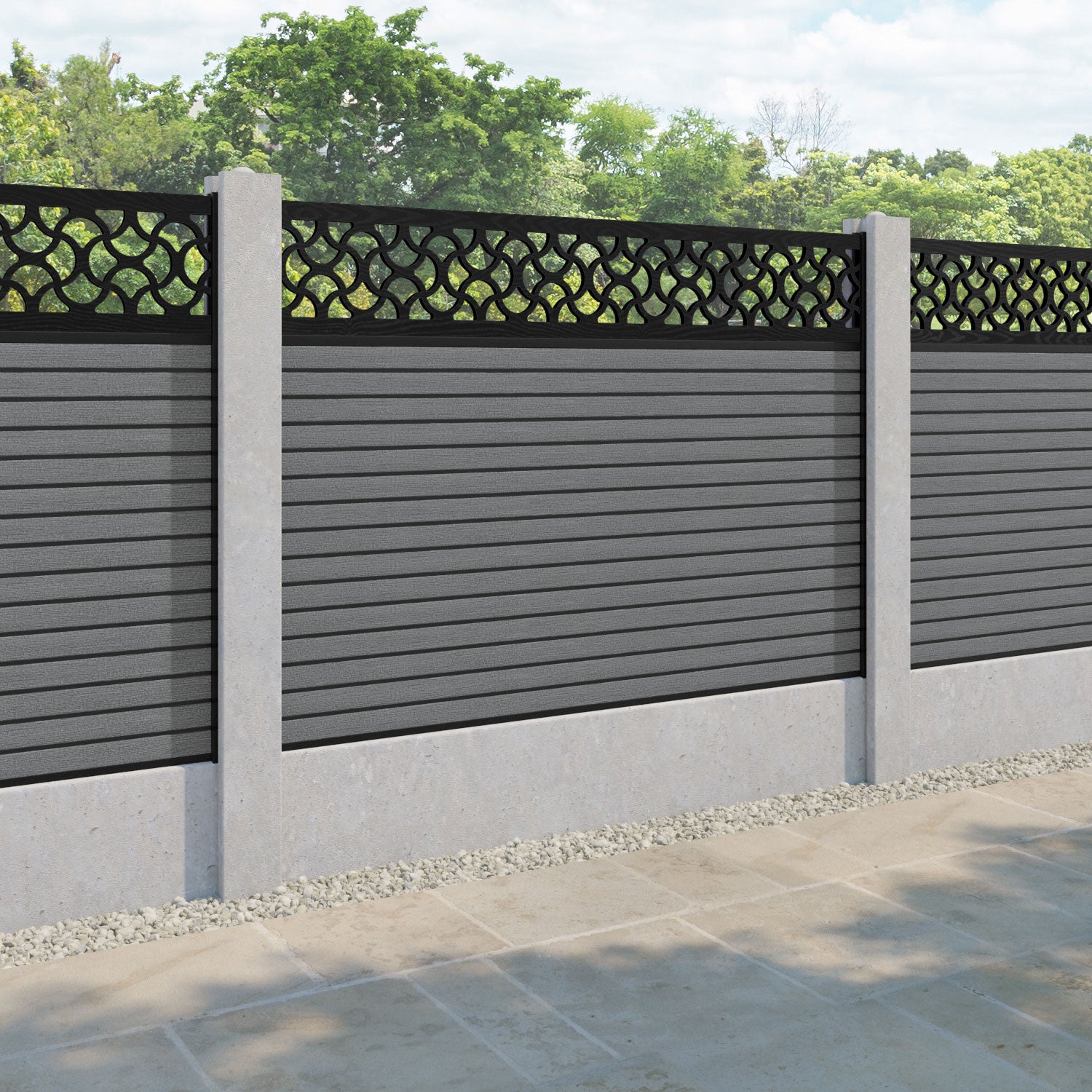 Hudson Vida Fence Panel - Mid Grey - for existing concrete posts