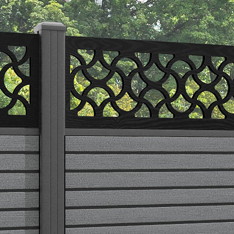 Hudson Vida Fence Panel - Mid Grey - with our aluminium posts