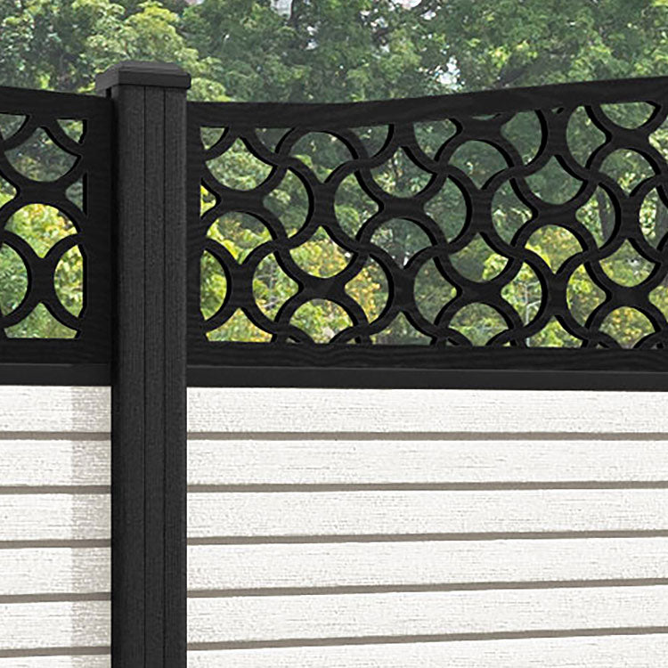 Hudson Vida Curved Top Fence Panel - Light Stone - with our composite posts