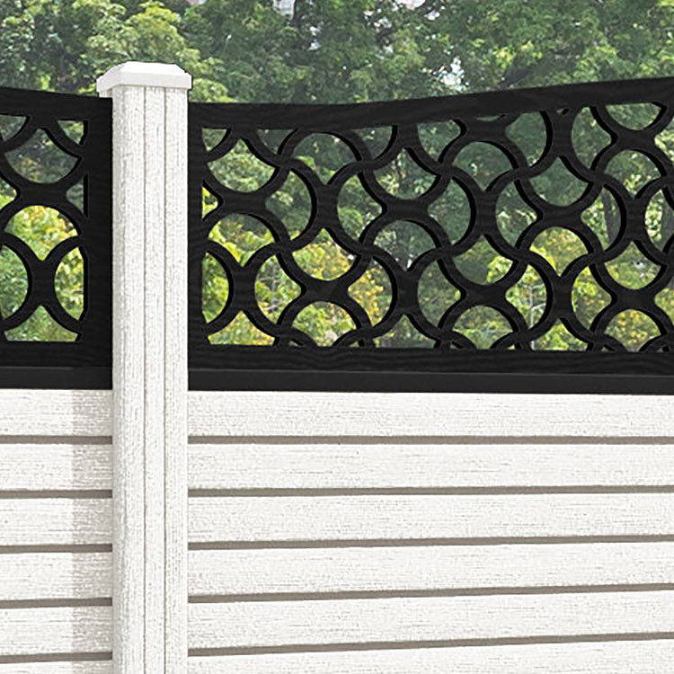 Hudson Vida Curved Top Fence Panel - Light Stone - with our composite posts