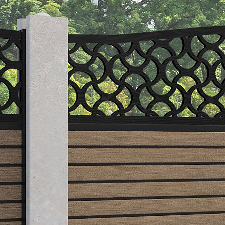 Hudson Vida Curved Top Fence Panel - Teak - for existing concrete posts