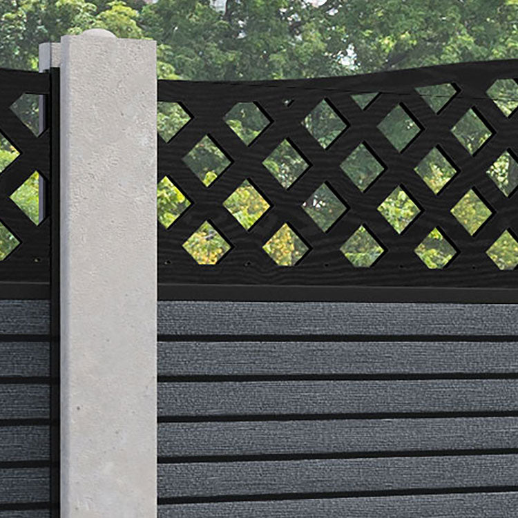 Hudson High Wave Curved Top Fence Panel - Anthracite - for existing concrete posts