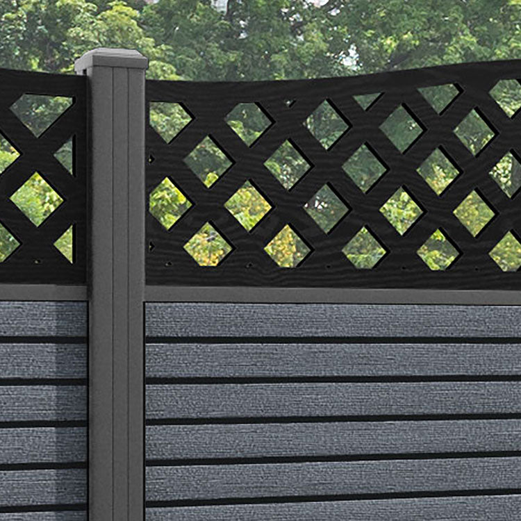 Hudson High Wave Curved Top Fence Panel - Anthracite - with our aluminium posts