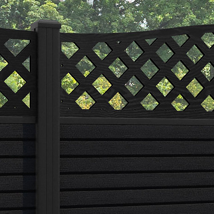 Hudson High Wave Fence Panel - Black - with our aluminium posts