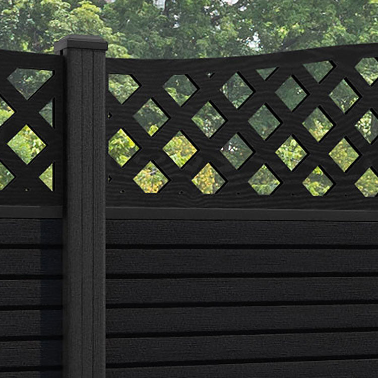 Hudson High Wave Fence Panel - Black - with our composite posts