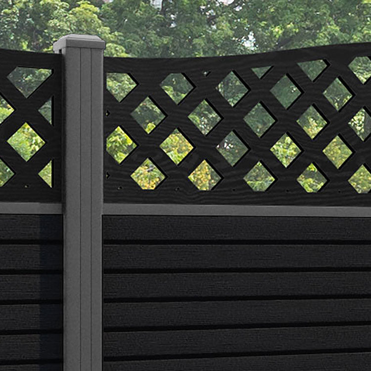 Hudson High Wave Fence Panel - Black - with our aluminium posts