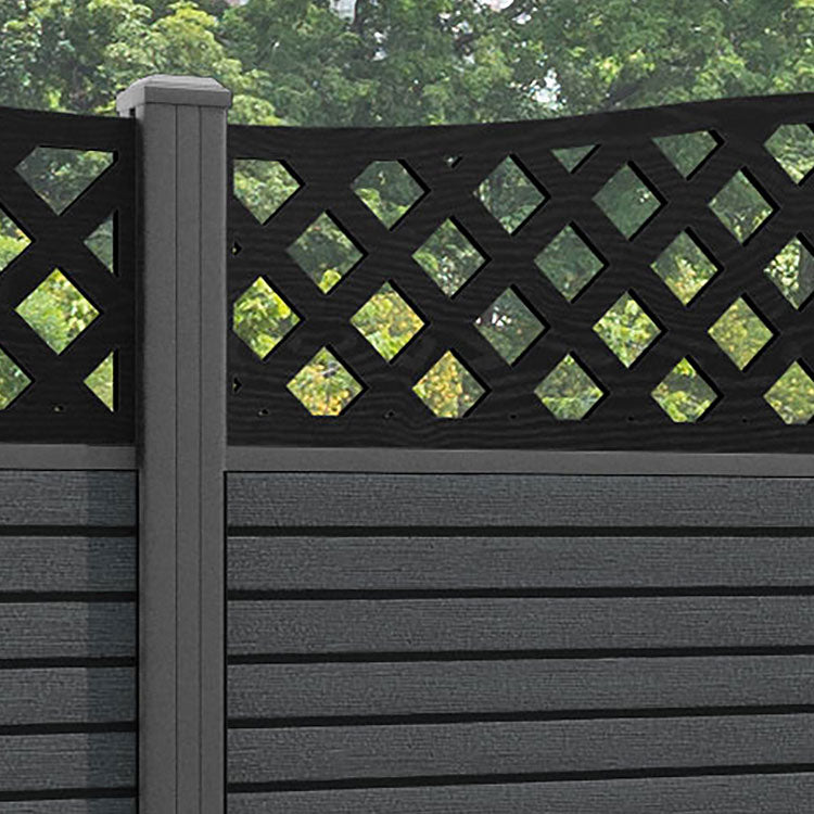 Hudson High Wave Fence Panel - Dark Grey - with our aluminium posts
