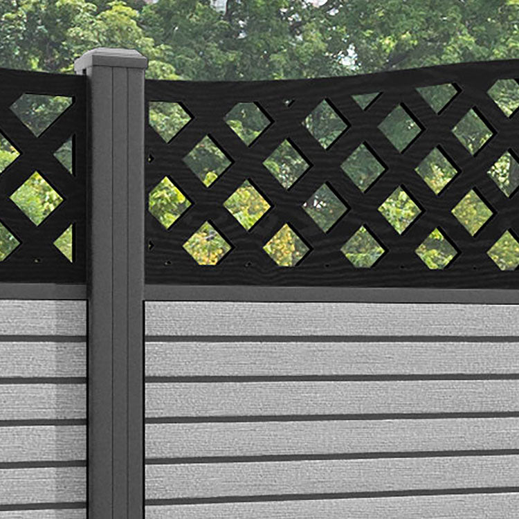 Hudson High Wave Fence Panel - Light Grey - with our aluminium posts