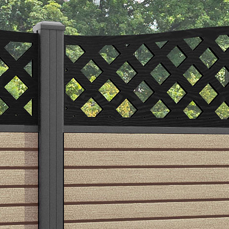 Hudson High Wave Fence Panel - Light Oak - with our aluminium posts