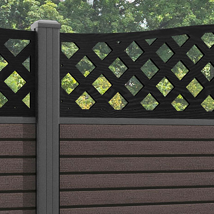 Hudson High Wave Fence Panel - Mid Brown - with our aluminium posts