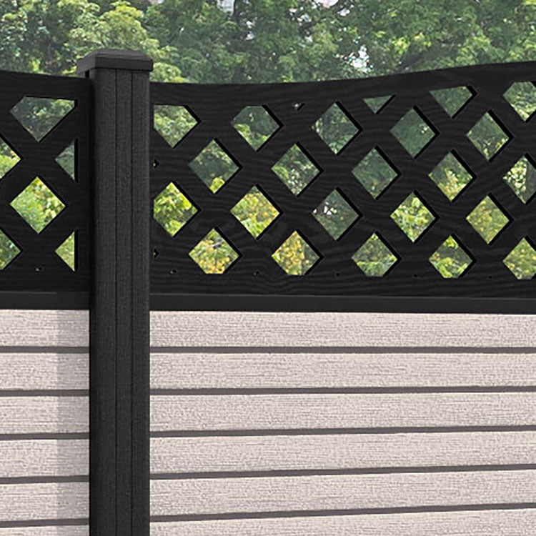 Hudson High Wave Curved Top Fence Panel - Mid Stone - with our composite posts