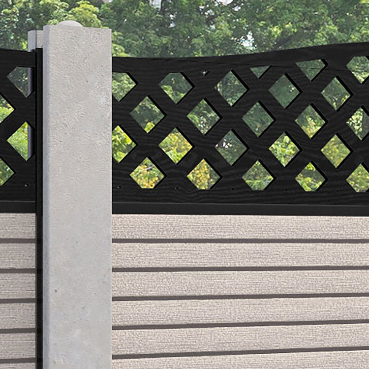 Hudson High Wave Curved Top Fence Panel - Mid Stone - for existing concrete posts