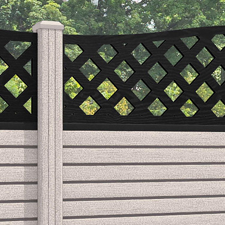Hudson High Wave Curved Top Fence Panel - Mid Stone - with our composite posts