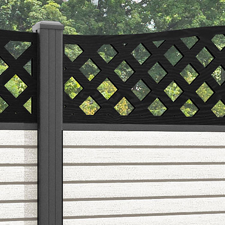Hudson High Wave Fence Panel - Light Stone - with our aluminium posts