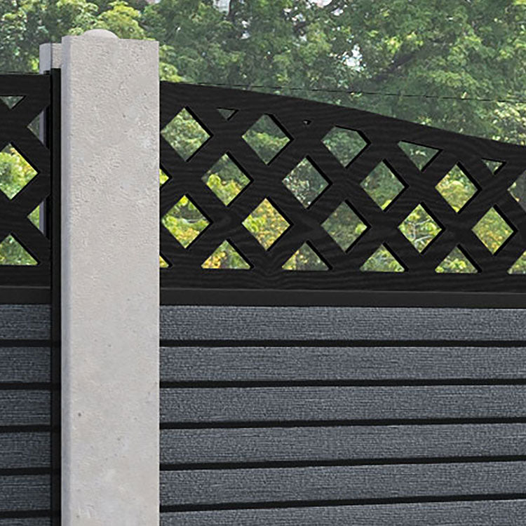 Hudson Low Wave Curved Top Fence Panel - Anthracite - for existing concrete posts