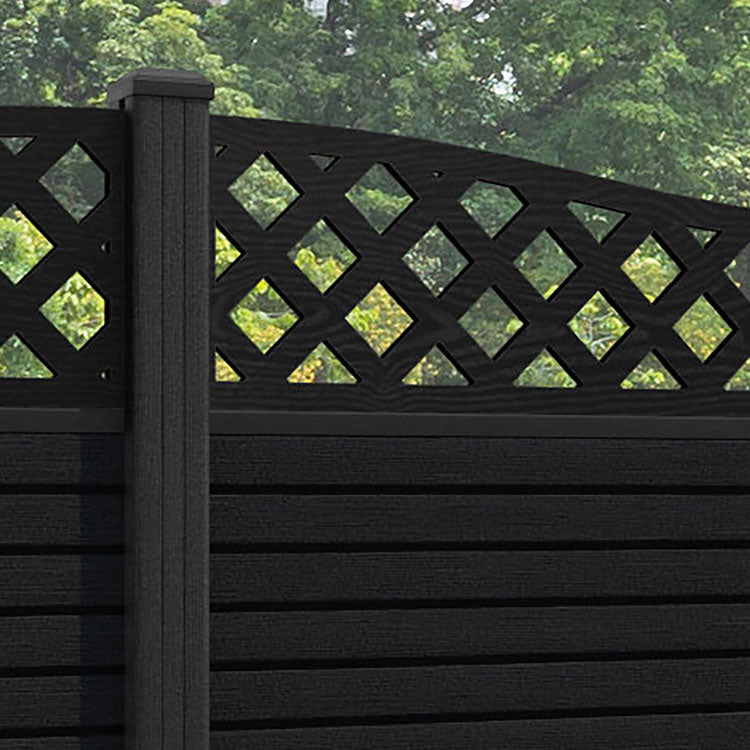 Hudson Low Wave Fence Panel - Black - with our composite posts