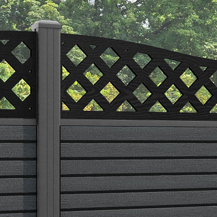 Hudson Low Wave Fence Panel - Dark Grey - with our aluminium posts