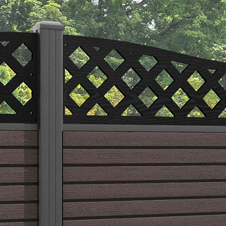 Hudson Low Wave Fence Panel - Mid Brown - with our aluminium posts