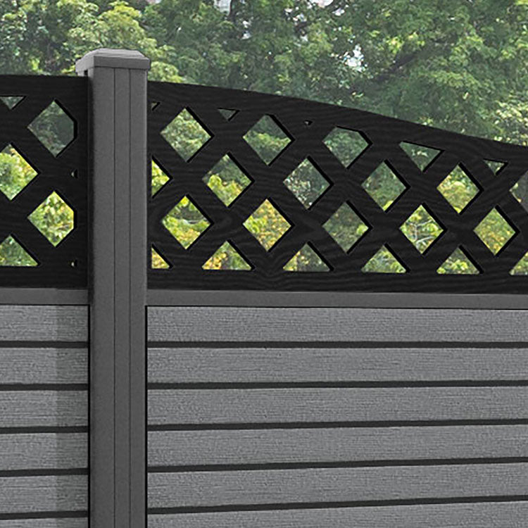 Hudson Low Wave Fence Panel - Mid Grey - with our aluminium posts