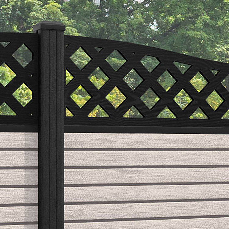 Hudson Low Wave Curved Top Fence Panel - Mid Stone - with our composite posts