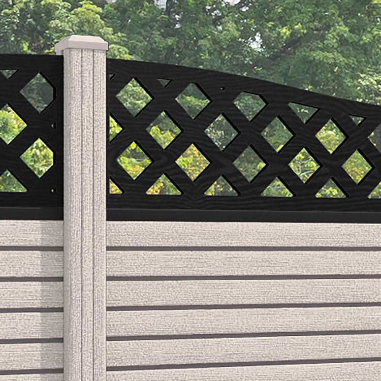 Hudson Low Wave Curved Top Fence Panel - Mid Stone - with our composite posts