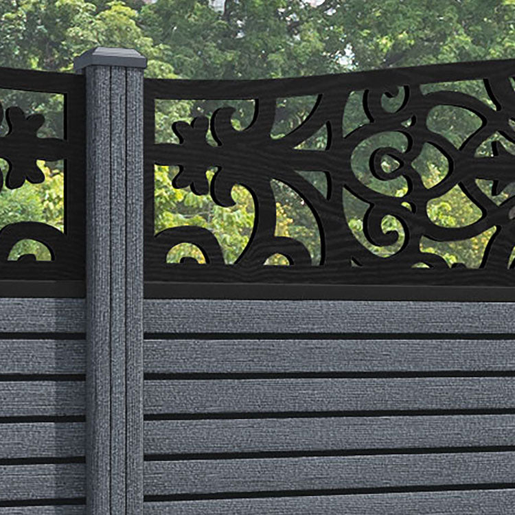 Hudson Windsor Curved Top Fence Panel - Anthracite - with our composite posts