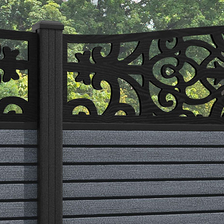 Hudson Windsor Curved Top Fence Panel - Anthracite - with our composite posts