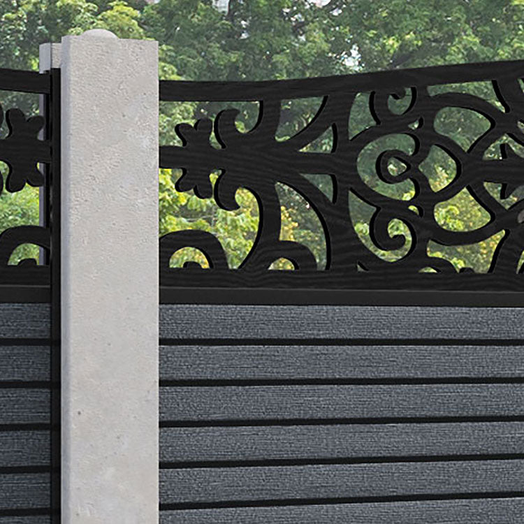 Hudson Windsor Curved Top Fence Panel - Anthracite - for existing concrete posts