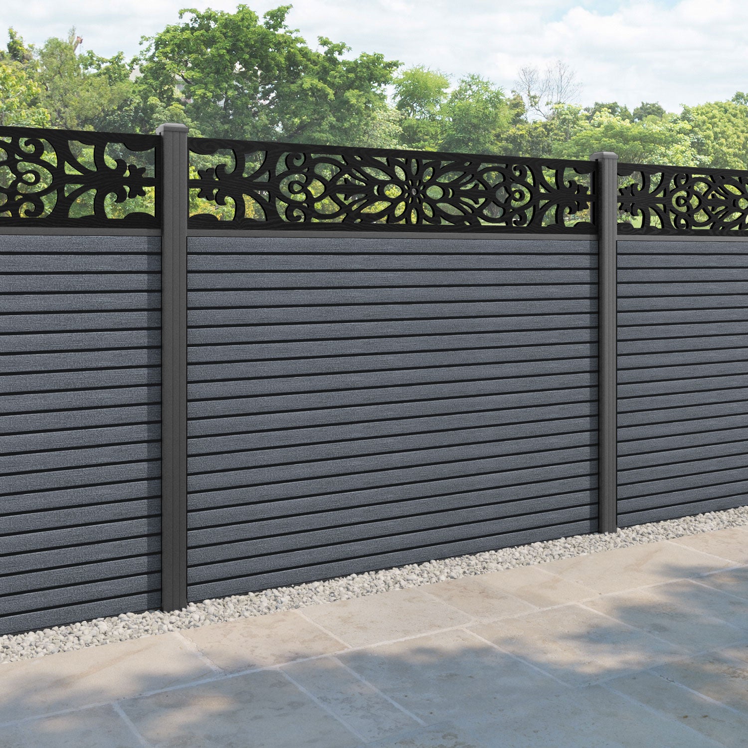 Hudson Windsor Fence Panel - Anthracite - with our aluminium posts